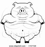 Pig Cartoon Coloring Obese Standing Clipart Cory Thoman Outlined Vector 2021 sketch template