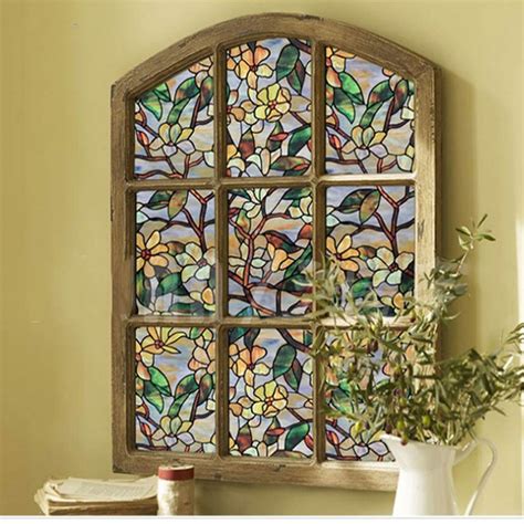 Newest Magnolia Stained Glass Window Film Privacy Film For Bedroom