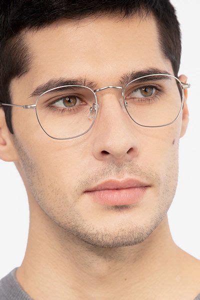 sonder square silver frame glasses  men eyebuydirect mens