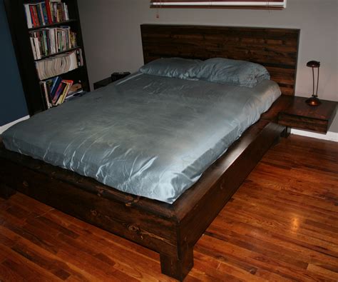 diy platform bed with floating nightstands 2