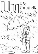 Letter Coloring Umbrella Pages Printable Kids sketch template