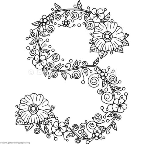 floral alphabet coloring pages getcoloringpagesorg flower coloring