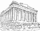 Acropolis Drawing Parthenon Coloring Sketch Template sketch template