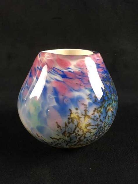 Hand Blown Art Glass Vase Signed