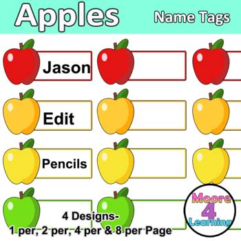 apple editable  tags colorful labels classroom management