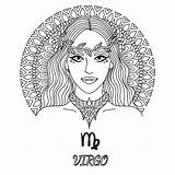 Virgo Zodiac Sign Coloring Line Pages Girl Vector Illustration Adult Adults Freepik Drawing Star Beautiful Scorpio Signo Signs Template sketch template
