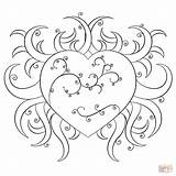 Coloring Fancy Heart Pages Drawing Printable sketch template