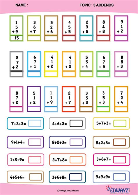 simple addition worksheets  class  edwayz freeworksheets math