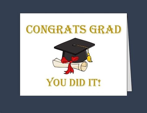 printable graduation card instant  congrats grad etsy