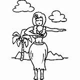 Hawaiian Hula Coloring Dancer Sheet Hawaii sketch template