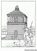 Coloring Mausoleum Halicarnassus Pages Wonders Drawing Printable Gif sketch template