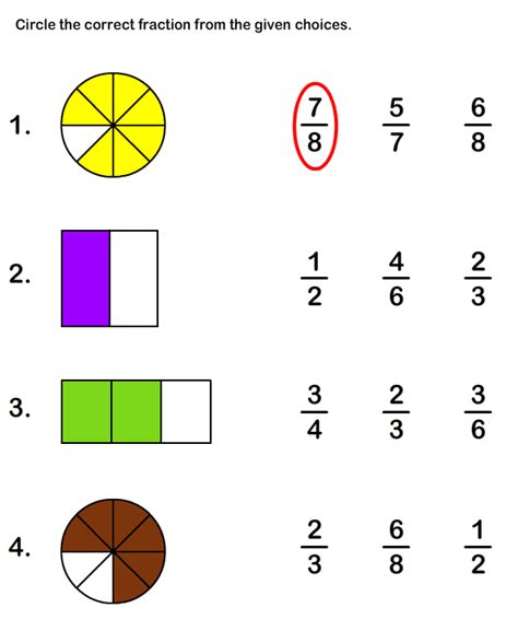 printable fraction worksheets  grade math worksheets  kids