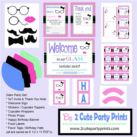 glam party printables   cute party prints catch  party