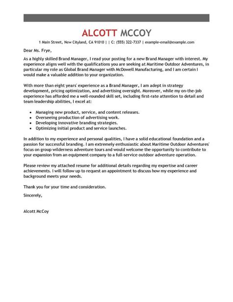 Professional Brand Manager Cover Letter Examples Livecareer