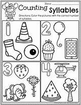 Syllables Worksheets Kindergarten Worksheet Counting Preschool Syllable Planningplaytime sketch template