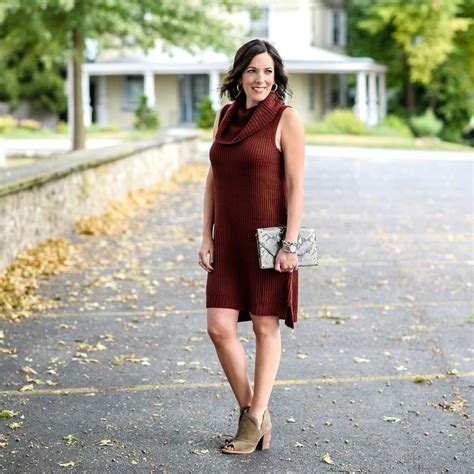 fall sweater dress outfit with booties