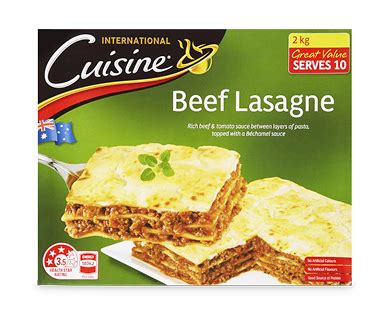 international cuisine beef lasagne kg aldi australia