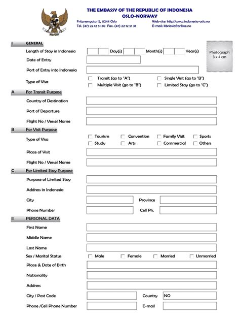 Indonesia Visa Application Form No No Download Needed Needed Pdf Fill