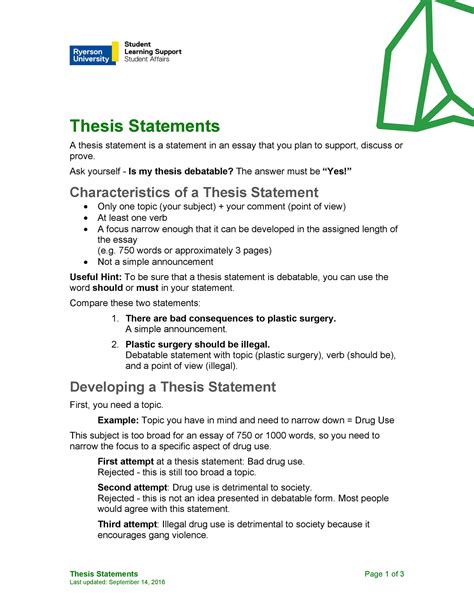 thesis statement outline template