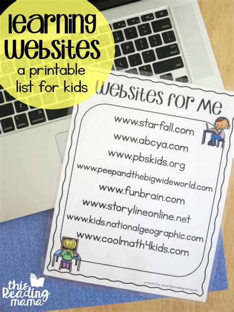 printable learning websites list  kids  reading mama