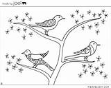 Coloring Bird Pages Winter Tree Sheet Madebyjoel Birds Sheets Branch Colouring Kids Drawing Joel Printable Made Print April Template Spring sketch template