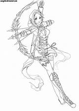 Archer Coloring Female Pages Coloriage Sketch Outfit Anime Fantasy Drawings Adult Colour Getdrawings Wood Line Deviantart Choose Board Template Sangrde sketch template
