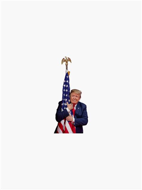 donald trump hugging american flag sticker  sale  qsasson redbubble