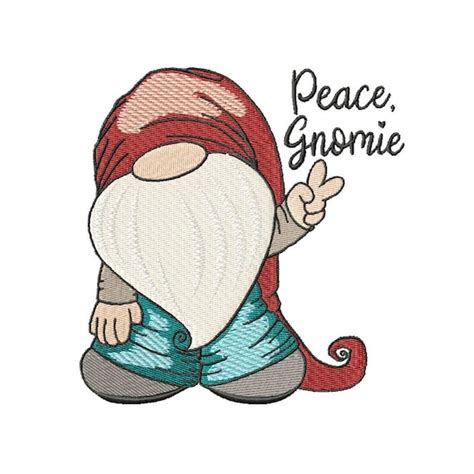 gnome embroidery design  sizes included etsy
