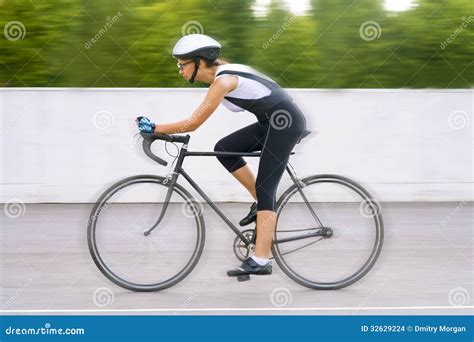 portrait  female cyclist   track stock photo image