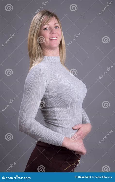 portrait   middle aged woman stock photo image  healthy