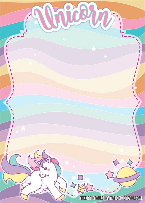 blank unicorn invitation template