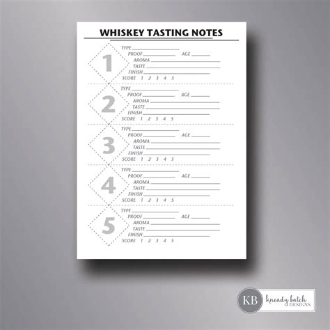 printable whiskey tasting notes  numbers   front