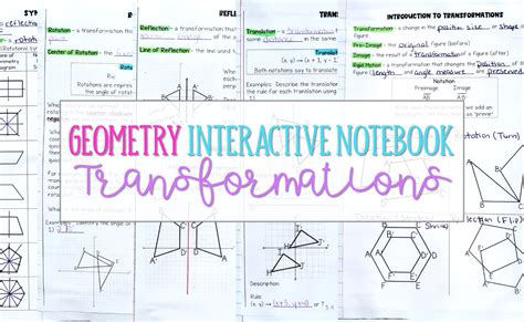 transformations unit geometry interactive notebook busy  beebe