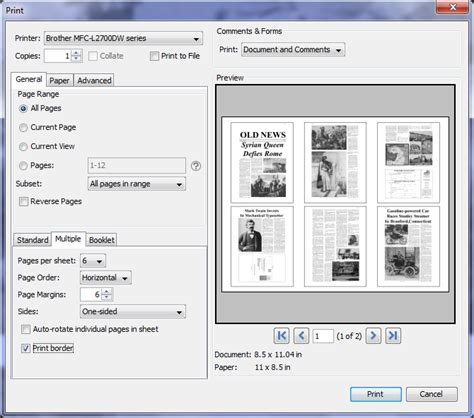 print multiple pages  sheet  adobe reader  steps riset