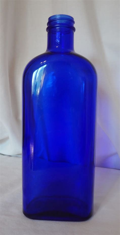 Cobalt Blue Glass Bottle Vintage Medicinal Apothecary 9