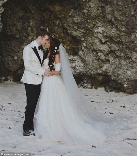 vampire diaries joseph morgan and persia white share pictures from beach wedding daily mail