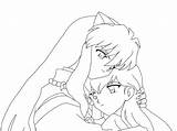 Inuyasha Kagome Coloring Pages Drawing Uncolored Printable Getdrawings Getcolorings Drawings Color Colorings sketch template