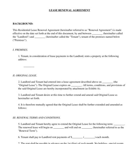 lease renewal agreement template word