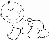 Outline Baby Boy Crawling Clip Clipart Clker Large sketch template