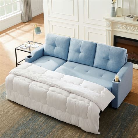 modern sleeper sofa bed reversible sectional couch  storage chaise   cupholders