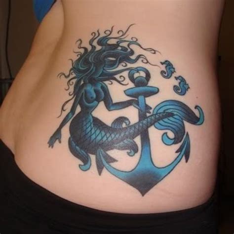 Nautical Mermaid Tattoo Mermaid Tattoos Girl Back Tattoos Hip