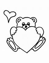Coloring Bear Teddy Pages Heart Print sketch template