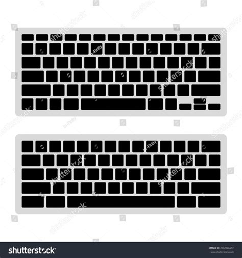 computer keyboard blank template set vector illustration