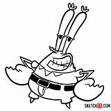 Spongebob Mr Krabs Draw Characters Cartoon Step Sketchok sketch template