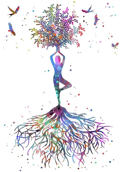 yoga tree painting  art galaxy