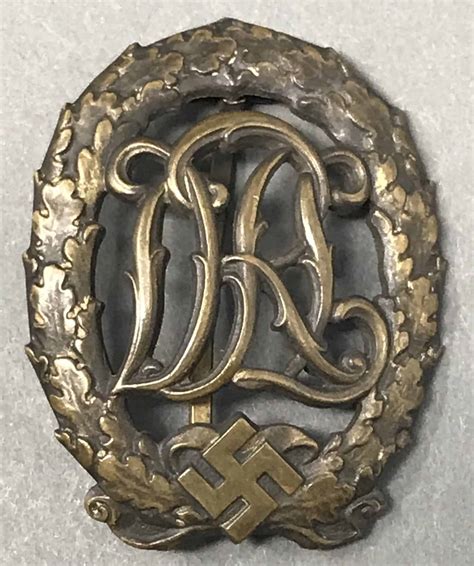 Original German Nsdap Nazi Party Drl Sports Badge In Bronze Certified