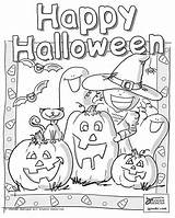 Halloween Coloring Scene Pages Happy Colouring Cute Preschool sketch template
