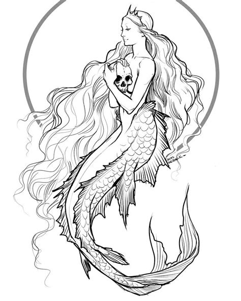 pin  animeshewolf  fantasy coloring book mermaid drawings
