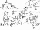 Coloring Pages Beach Sand Playing sketch template