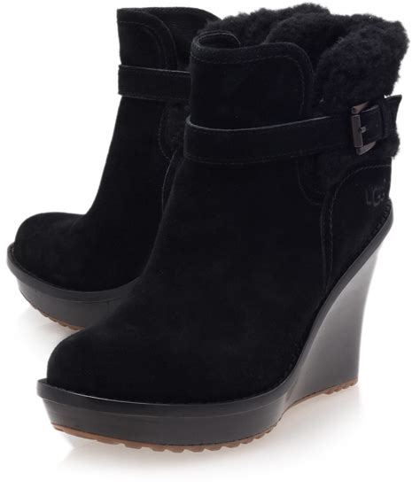 ugg black anais wedge boots  black lyst